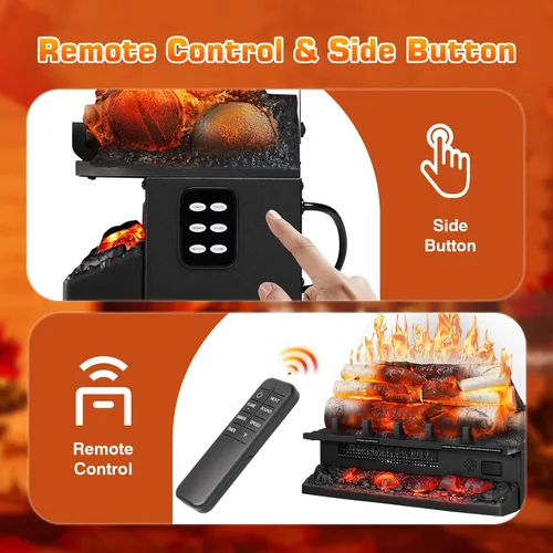 Miniatura 4 de Xbeauty Juego de troncos de chimenea eléctrica con temporizador de 8 horas y efectos de sonido, calentador independiente de 21 pulgadas, control