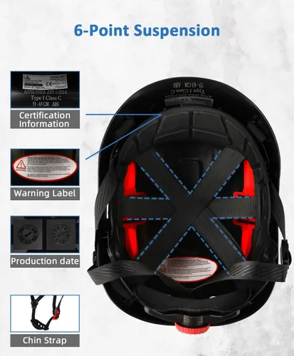 Miniatura 2 de UM ULTRAMAXX Safety Helmet Hard Hat, ANSI Z89.1 Approved Lightweight Vented Work Helmet, 6-Point Adjustable Ratchet Suspension Hardhat Ideal for
