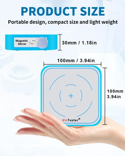Miniatura 6 de Xin Tester Mini agitador magnético de 3000 RPM, mezclador magnético de laboratorio recargable máximo de 3 litros con 4 barras de agitación para Azul