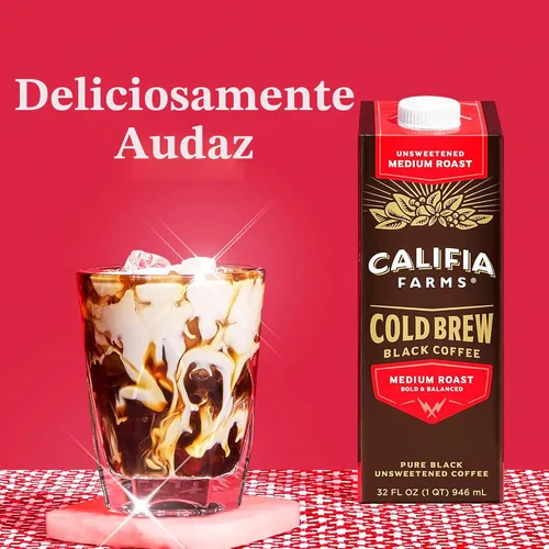 Miniatura 4 de Califia Farms - Pure Black - Café frío de tostado medio, 32 onzas (paquete de 6), 100% arábica, estable en almacenamiento, a base de plantas