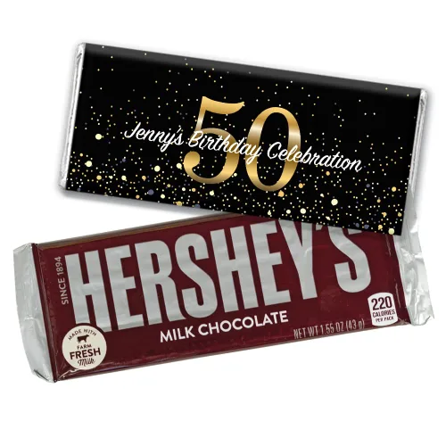 Miniatura 5 de Envolturas personalizadas para fiestas de cumpleaños de 50 años de 24 quilates para barras de chocolate (24 unidades) - Caramelo no incluido