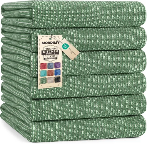 Miniatura 33 de Mordimy Paquete de 6 paños de cocina de alta calidad (18 x 28 pulgadas, negro), toalla de mano grande de algodón, paños planos y de rizo para secar