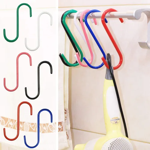 Miniatura 5 de Wellmax 60 ganchos en S para colgar, ganchos resistentes en forma de S, juego de ganchos en S de metal de colores para plantas colgantes, armario