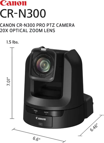 Miniatura 2 de Canon CR-N300 Pro PTZ Cámara BK 20x Lente de zoom óptico, 1 2/3 "4k 30P Sensor AF híbrido, 3G-SDI, HDMI, IP, salida de video USB, NDI HX2