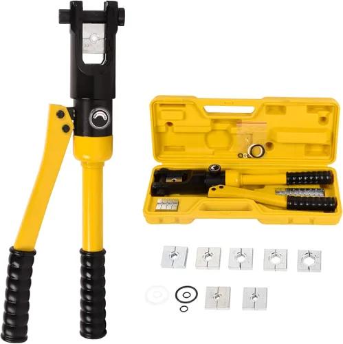 Miniatura 9 de Herramienta de Crimpado Hidráulico de 10 Toneladas - Kit de Crimpado de Cables de Batería y Terminales de 12 AWG a 2/0 AWG con 9 Pares de Troqueles