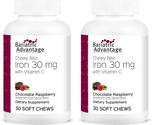 Miniatura 8 de Bariatric Advantage Hierro 30 mg de mordida masticable con vitamina C - para pacientes bariátricos - sin azúcar - Chocolate frambuesa - 30