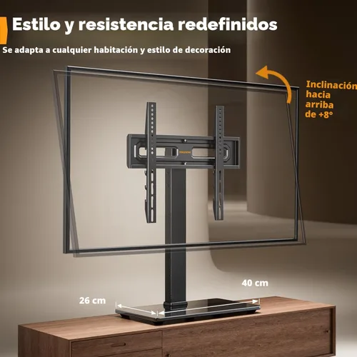 Miniatura 4 de Perlegear Base giratoria universal para televisores de 32 a 70 pulgadas, soporte de mesa ajustable en altura con inclinación, base de vidrio