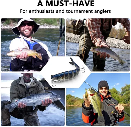 Miniatura 6 de Señuelos de pesca para agua dulce y salada, señuelos de natación realistas para lubina, trucha y lucio, increíbles regalos de pesca para pescadores