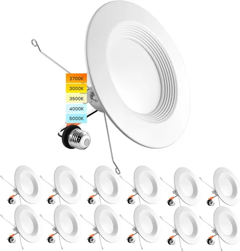 Miniatura 10 de LUXRITE Luz LED empotrable retrofit de 5/6 pulgadas, 14 W = 90 W, CCT seleccionable por color 2700 K 3000 K 3500 K 4000 K 5000 K, luz