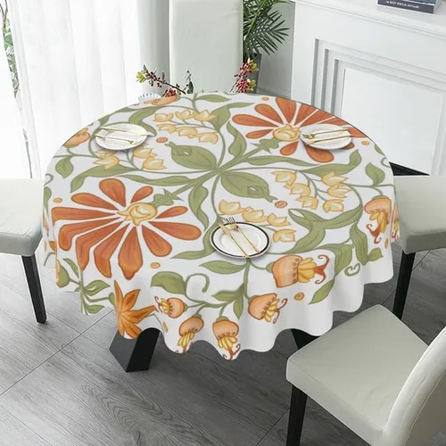 Miniatura 4 de Mantel de tela a prueba de derrames para interiores y exteriores, mantel para mesas redondas, pícnic y patio (flores de fantasía, 60 pulgadas)