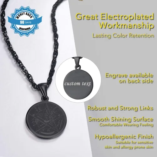 Miniatura 2 de PROSTEEL Collar de pentáculo de tetragrammaton, personalizable disponible, protección del pentagrama Eliphas Levi's, amuleto Wiccan, mágico