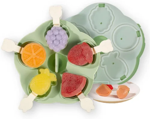 Miniatura 8 de Moldes de paletas de 5 piezas, lindas bandejas de paletas con formas de frutas, molde de silicona sin BPA para helados para congelador, hecho