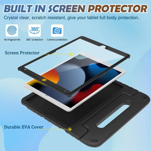 Miniatura 8 de LTROP Funda infantil para iPad de 9ª/8ª/7ª generación (2021/2020/2019), iPad 10.2 con protector de pantalla integrado, funda para niños con soporte