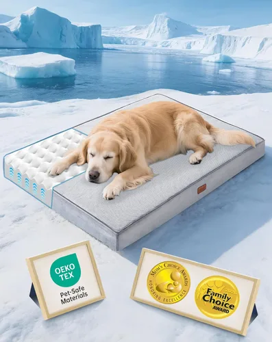 Miniatura 21 de OhGeni Cama ortopédica impermeable para perros pequeños, funda extraíble lavable a máquina en tela fácil de limpiar, espuma de alta densidad y asa