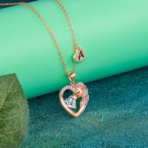 Miniatura 6 de IEFRICH Regalos de unicornios para niñas y niños, collar de corazón, collares de unicornio para niñas, collares con iniciales, joyería de unicornio