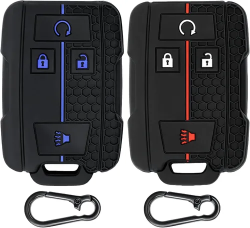 Miniatura 19 de 2 Pcs Silicone 4-Button Smart Key Fob Cover Compatible with 2014-2019 Chevrolet Colorado Silverado Suburban Tahoe and GMC Canyon Sierra Yukon, Car