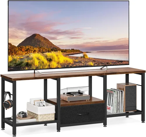 Miniatura 8 de Casaottima Soporte de TV de 47 pulgadas con estantes de almacenamiento abiertos para TV de 43, 50 pulgadas, centro de entretenimiento con cajones