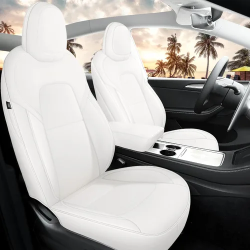 Miniatura 12 de Fundas de Asiento Negras para Tesla Model Y, Funda de Asiento de Coche Tesla de 12 Piezas, Impermeable, Cuero Nappa, Totalmente Envueltas, Negro