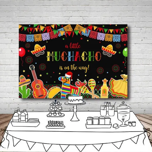 Miniatura 4 de MEHOFOND Fiesta Boy - Telón de fondo para baby shower, mexicano, A Little Muchacho está en camino, cactus Cinco Mayo, fondo de taco, feliz