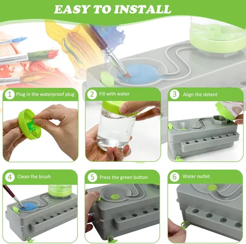 Miniatura 7 de Limpiador de Pinceles de Pintura Mejorado, Suministros de Pintura, Estación de Pintura con Drenaje, Enjuagador de Pinceles con Reciclaje de Agua