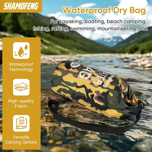 Miniatura 2 de Bolsa seca impermeable de 5L/10L/15L/20L/30L Mochila de almacenamiento en seco con funda para teléfono, botella de agua plegable, gafas de sol