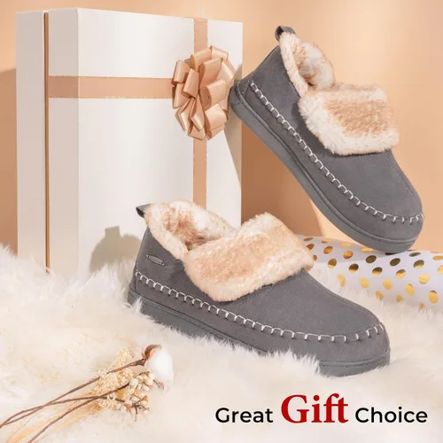 Miniatura 6 de HomeTop Pantuflas de microgamuza para mujer, con forro de sherpa de espuma viscoelástica