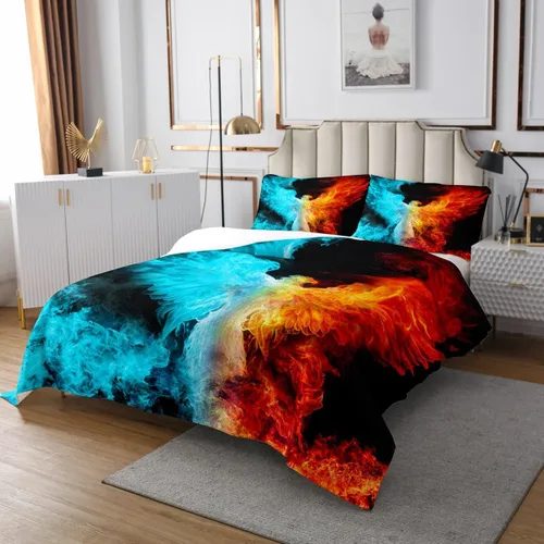 Miniatura 3 de Erosebridal Phoenix - Juego de colcha tamaño King, juego de edredón de fuego de hielo Phoenix para niños, adolescentes y adultos, decoración