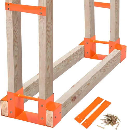 Miniatura 6 de MOFEEZ Kit de soporte de almacenamiento de troncos de leña al aire libre, soporte de almacenamiento de madera para chimenea, ajustable a cualquier