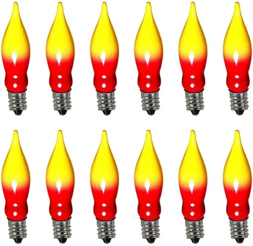 Miniatura 7 de GOOTHY Paquete de 12 bombillas blancas y azules con forma de llama de Navidad, bombillas C18 de repuesto para velas eléctricas Hanukah de Navidad, 7