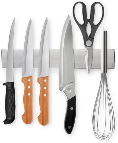 Ninonly Tira Magnética para Cuchillos de 10 Pulgadas, Barra para Cuchillos de Cocina de Acero Inoxidable Premium Montada en Pared, Portacuchillos