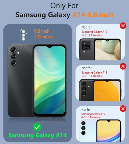 Miniatura 2 de FNTCASE Funda para teléfono Galaxy A14-5G: protección contra caídas de grado militar Samsung A14 5G, probada contra caídas de 14 pies, protector