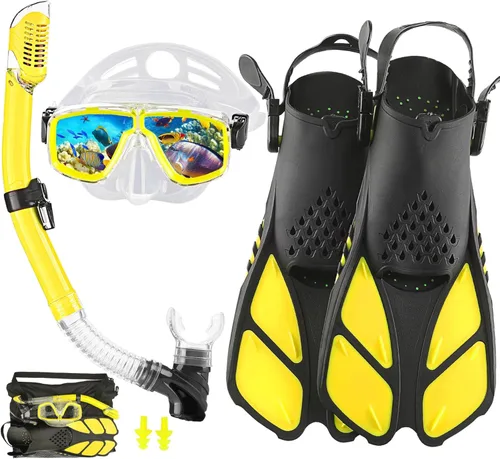 Miniatura 17 de Equipo de esnórquel para adultos con aletas, equipo de buceo profesional para adultos, juegos de esnórquel de viaje con aletas, máscara de buceo