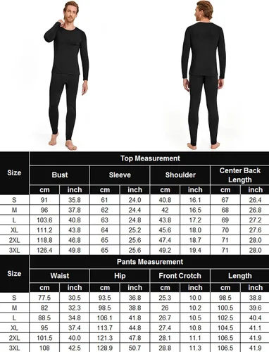 Miniatura 6 de Ekouaer Conjunto de ropa interior térmica para hombre, elástico, largo, de microforro polar, capa base cálida, 2 piezas, traje básico superior e