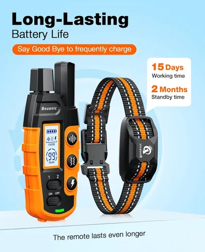 Miniatura 6 de Bousnic Collar de choque para perro, collar de entrenamiento para perros de 3300 pies con control remoto para perros pequeños, medianos y grandes
