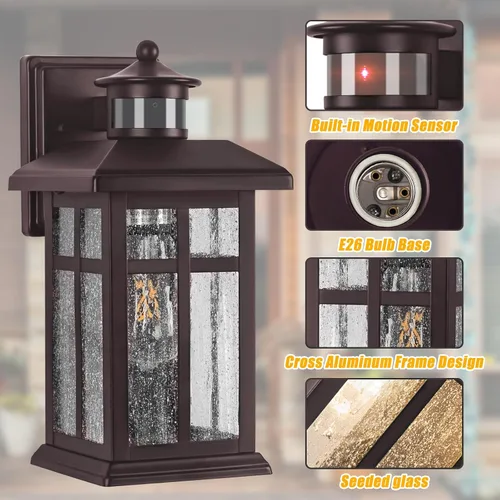 Miniatura 8 de Luz de Porche Actualizada de Anochecer a Amanecer, Accesorios de Iluminación Exterior de Montaje en Pared Bronce Frotado con Aceite, Luces de Porche