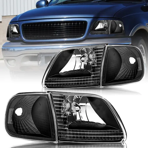 Miniatura 20 de Conjunto de faros BRYGHT Compatible con [Todos los modelos] 08-14 Ford E150 E250 08-21 E350 E450 Super Duty Faros de repuesto con carcasa cromada