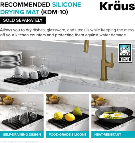 Miniatura 9 de Kraus Premier KBU17 Fregadero de cocina de acero inoxidable de calibre 18, de un tazón, de montaje por debajo para barra de cocina, 35.56 cm