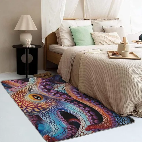 Miniatura 3 de Alfombra de pulpo, alfombra Kraken de 2 x 3 pies, alfombras Kraken para entrada, sala de estar, dormitorio, alfombra de área pequeña de tentáculo