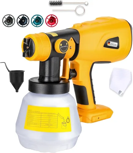 Pulverizador de pintura inalámbrico compatible con DeWalt 20 V MAX batería de 33.8 fl oz de capacidad HVLP, pistola de pintura en aerosol HVLP, 3