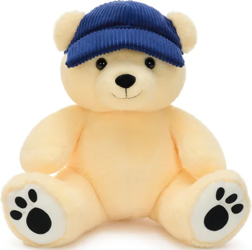 Tezituor Oso de peluche de béisbol de 18 pulgadas, oso de peluche amarillo con sombrero para niños y niñas, bonito oso deportivo, regalo para fiesta