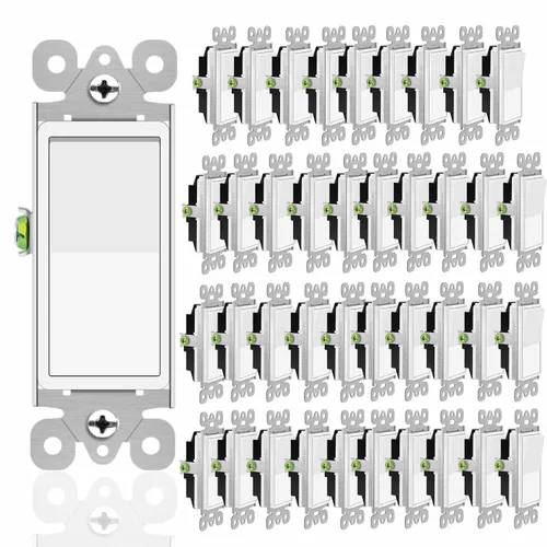 Miniatura 16 de Greencycle Interruptor de luz basculante de un solo polo, interruptor de luz de paleta de 15 amperios, interruptores Sp blancos, 120V-277V CA