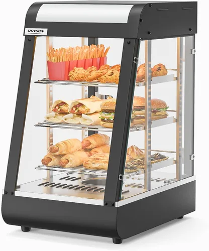 ROVSUN Calentador Comercial de Alimentos de 15" con Visualización, Calentador de Pizza de 3 Niveles, Calentador Eléctrico de Alimentos de Encimera