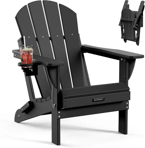 Miniatura 29 de MUCHENGHY Sillas Adirondack plegables, sillas de patio, sillas de césped, silla para exteriores, silla Adirondack de plástico, hoguera, resistente a