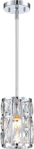 Miniatura 11 de MEXO Lámpara Colgante de Cristal Moderna Accesorio de Iluminación Paquete de 2 con Acabado Dorado Iluminación Colgante Candelabro de Cristal