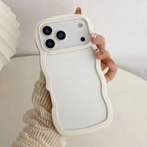 Miniatura 33 de QLTYPRI Funda compatible con iPhone 7/8/SE, bonita funda transparente con marco ondulado rizado para niñas y mujeres, funda protectora de TPU