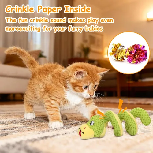 Miniatura 6 de Retro Shaw Juguetes para Gatos, Juguete de Gato Serpiente Crujiente de 14 Pulgadas con Hierba Gatera y Silvervine - Juguete Interactivo