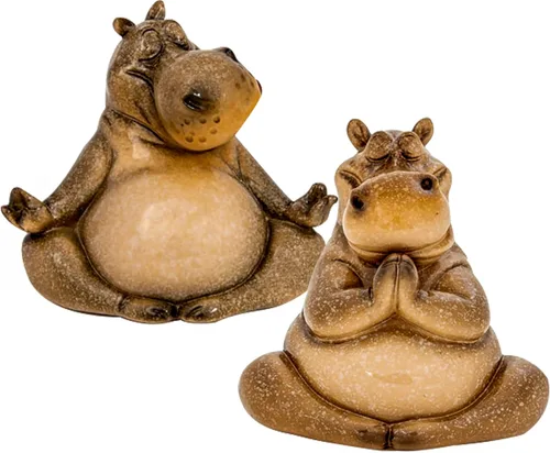 Figura de estatua de hipopótamo yoga, decoración zen, juego de regalo de hipopótamo meditando, figuras de yoga, hipopótamo de buena suerte (oración