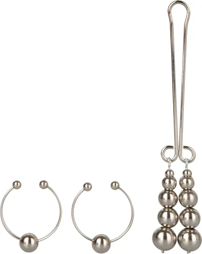 Miniatura 2 de California Exotics - Joyería corporal sin perforación para pezón y clítoris, plata