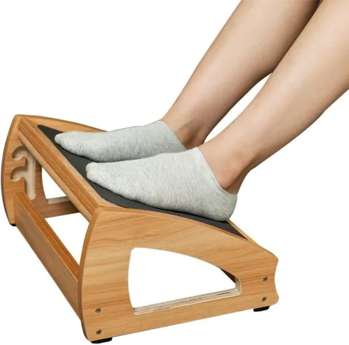 Miniatura 7 de StrongTek Reposapiés ergonómico para debajo del escritorio, 3 alturas ajustables de madera para oficina, superficie grande antideslizante, mejora
