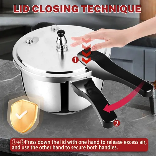 Miniatura 4 de Olla a presión de acero inoxidable de 6.34 cuartos de galón, resistente, de grado alimenticio, todas las estufas e inducción compatible con sistema